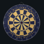 Diana Relieve metalizado dorado de imitación azul de la<br><div class="desc">Un diseño de tablero clásico con triángulos de Relieve metalizado azul marino y oro falso. Arriba y abajo están el nombre y un mensaje como texto arquido,  en mayúsculas de oro.</div>
