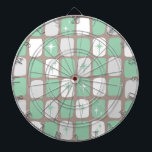 Diana Retro Jade Starburst Dart Board<br><div class="desc">Esta pizarra de retro jade y de Starbursts blancos es tan adorablemente espaciosa que no podrás contener tu entusiasmo. ¿Y por qué querrías? Este diseño de inspiración moderna de mediados de los años 1960 presenta un fondo gris de cuero oscuro y filas de rectángulos perfectamente imperfectos en jade, blanco y...</div>