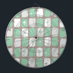 Diana Retro Jade Starburst Dart Board<br><div class="desc">Esta pizarra de retro jade y de Starbursts blancos es tan adorablemente espaciosa que no podrás contener tu entusiasmo. ¿Y por qué querrías? Este diseño de inspiración moderna de mediados de los años 1960 presenta un fondo gris de cuero oscuro y filas de rectángulos perfectamente imperfectos en jade, blanco y...</div>