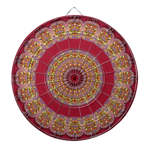 Diana rosetones de Mandala Rojo Dorado Amarillo (Frente)