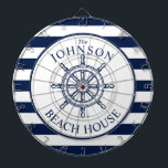 Diana Rueda Náutica Temática para Barco de Playa<br><div class="desc">Un personalizable completo y un divertido tablero de dartboard con un tema náutico único. Cuenta con una rueda de barco centrada en el centro de una marina vibrante y una combinación de colores blancos. Todos los elementos se desbloquean y se pueden ajustar si es necesario realizar cambios. Diviértete siendo creativo...</div>