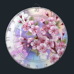 Diana Sakura rosa sobre fondo de pintura<br><div class="desc">Dibujado artísticamente,  rama de rosa,  flores de cerezo sobre fondo pintoresco,  texturizado,  pintado con pintura blanca,  rosa y azul. Pink Sakura</div>