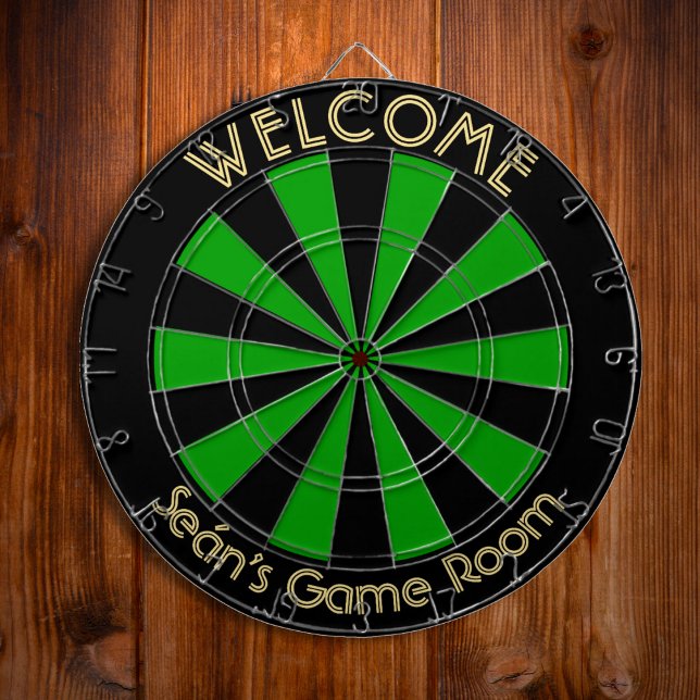 Diana Sala de juego de jaula Metalizado del Personalizad (Irish Green Black Custom Metal Cage Dorm Game Room Dart Board)