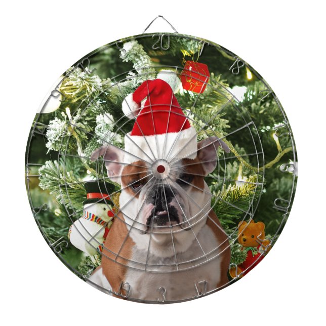 Diana Santa Hat Bulldog Árbol de Navidad Snowman Gift Bo (Frente)