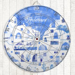 Diana Santorini Watercolor Personalizado<br><div class="desc">Pintura de color azul y blanco a base de Oia,  en la isla griega de Santorini. Cambie o quite el nombre que desea personalizar.</div>