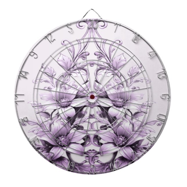 Diana Stylish Purple Flowers Dartboard (Frente)