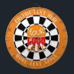 Diana Su Naranja Personalizado de logotipos y pizarra bl<br><div class="desc">Personalizado Su logotipo aquí tablero con opción de carga del logotipo central. Cargue un archivo sin fondo blanco para ver mejor el fondo. Agregar texto a la parte superior e inferior de la placa o eliminar el texto en el espacio de la plantilla.</div>