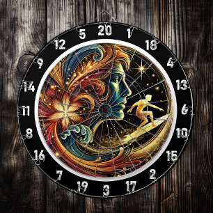 Diana Surfista Dorado Riding Sunset Wave Art