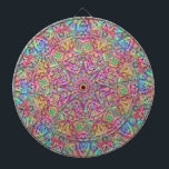 Diana Tecno color Vintage Fractal Kaleidoscope<br><div class="desc">¡Haga más fresco el tiempo de dardo con un colorido y groovy tablero metalizado en jaula!</div>