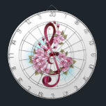 Diana Tejidos musicales notas de colores con flores de S<br><div class="desc">El aroma rosa del trébol con delicadas y detalladas flores japonesas de cerezo rosadas en un fondo blanco pintado con pintura azul claro. Sakura rosa floreciente.</div>