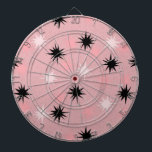 Diana Tiras estelares de color rosa atómico<br><div class="desc">Este tablero de estrenos atómicos rosados tiene toda la diversión moderna de mediados de siglo de la cocina de su abuela, menos el linóleo pegajoso. El diseño kitsch tiene un fondo rosa con especkles de oro y estribos colocados al azar en negro y dos tonos rosas. Esta decoración de inspiración...</div>