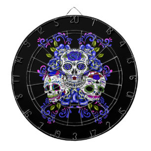 Diana Triple Cráneo Flores Azules Calaveras de Azúcar