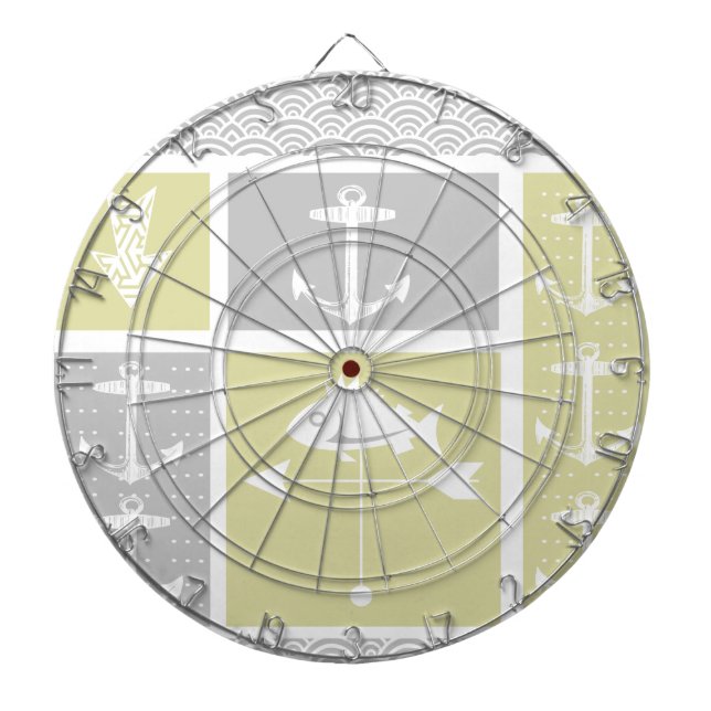 Diana Vane del clima de peces náutico amarillo y gris (Frente)