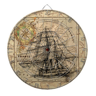 Diana Vintage Vailing Ship and Old European Map