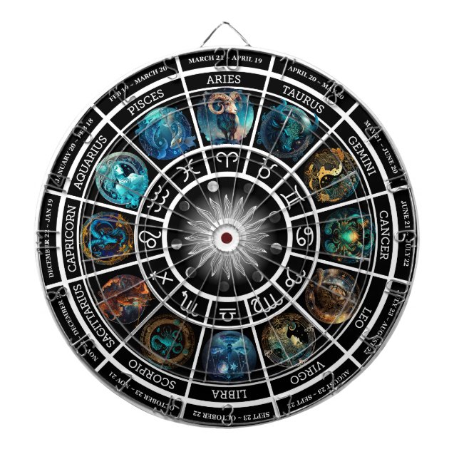 Diana Zodiac Horoscope Dart Board - Con 12 Zodiacs (Frente)
