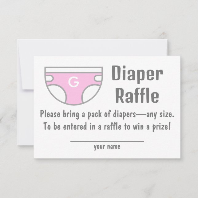 Diaper Chica Rosa Raffle Tarjeta de Gabinete Baby  (Anverso)