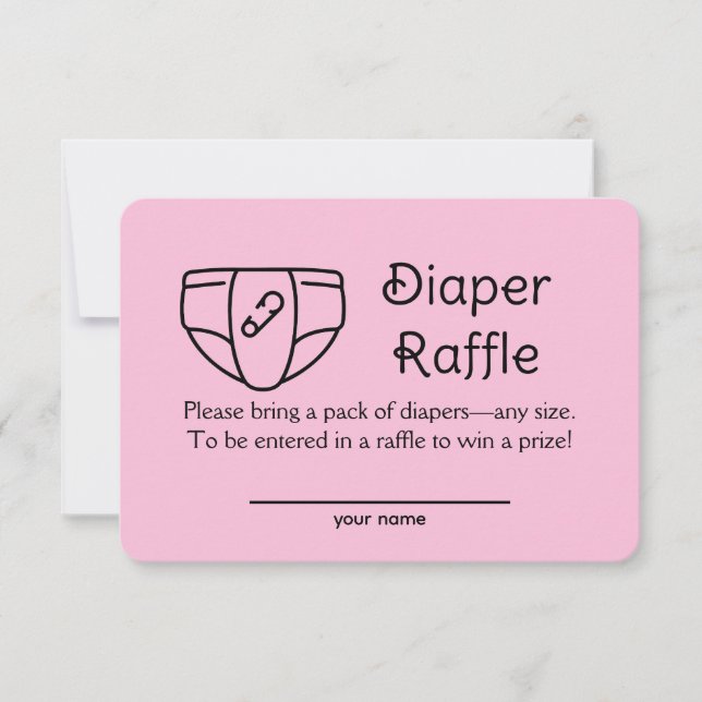Diaper Raffle Baby Girl Pink Shower Tarjeta de Gab (Anverso)