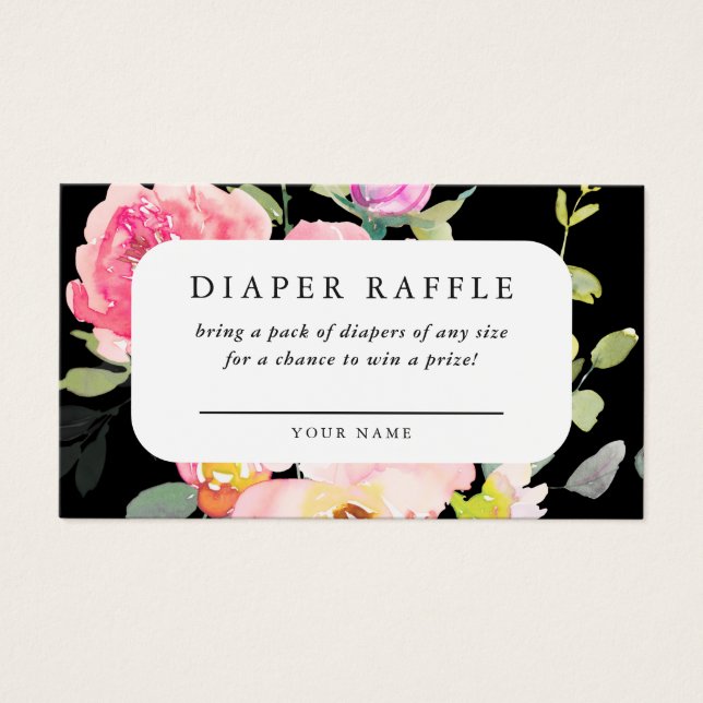 Diaper Raffle Baby Shower Floral Ticket (Frente)