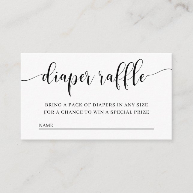 Diaper Raffle Baby Shower Invitación Tarjeta de in (Anverso)