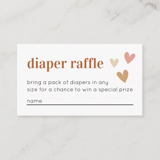 Diaper Raffle Baby Shower Invitación Tarjeta de in (Anverso)