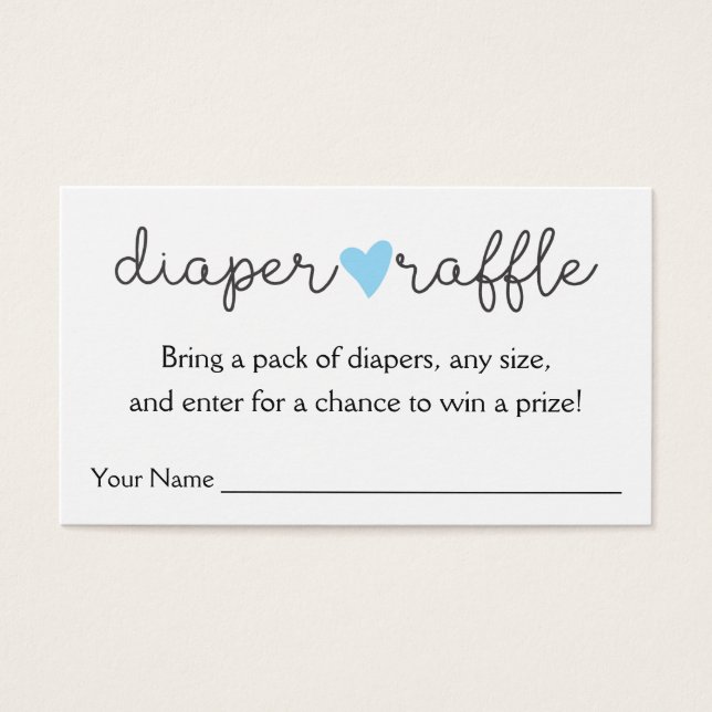 Diaper Raffle Blue Heart Boy Baby Shower (Frente)