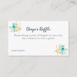 Diaper Raffle Gold Verde azulado Floral Tarjetas B