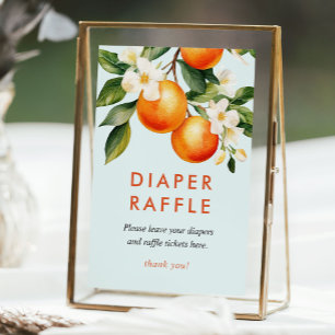 Diaper Raffle Naranja pequeño Rótulo Baby Shower
