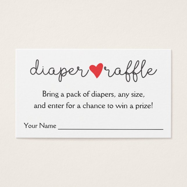 Diaper Raffle Red Heart Baby Shower (Frente)