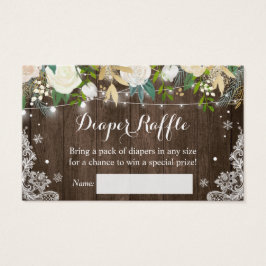 Diaper Raffle Rustic Wood Floral String Luces