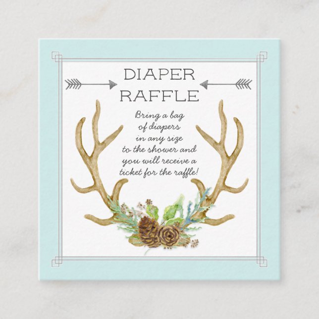 Diaper Raffle Ticket Antlers Selva Rústica (Anverso)