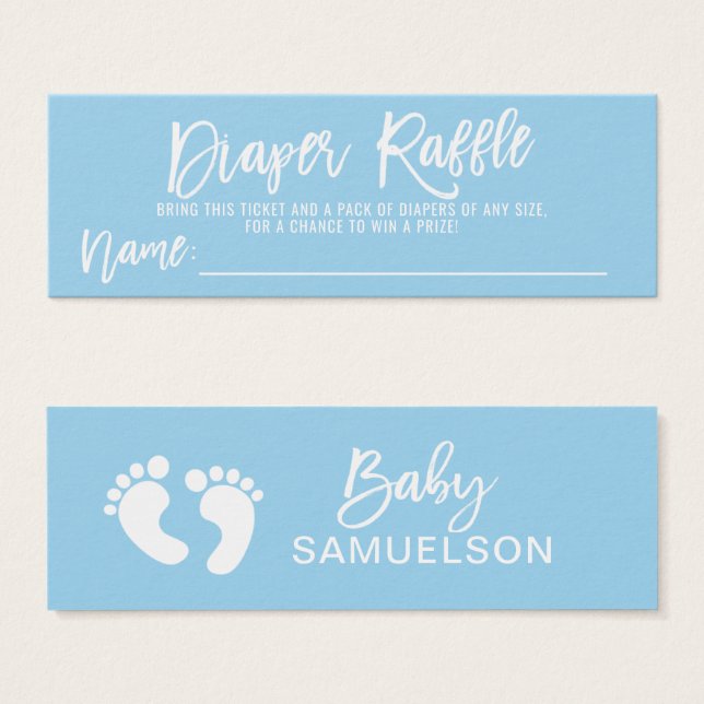 DIAPER RAFFLE Ticket Blue BOY Baby Shower QTY 100 (Anverso y reverso)