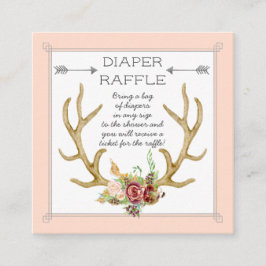 Diaper Raffle Ticket Boho Deer Antlers Rosas de Ru