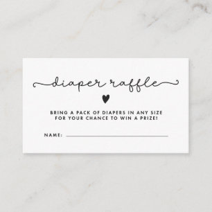 Diaper Raffle Tickets Baby Shower Black White 
