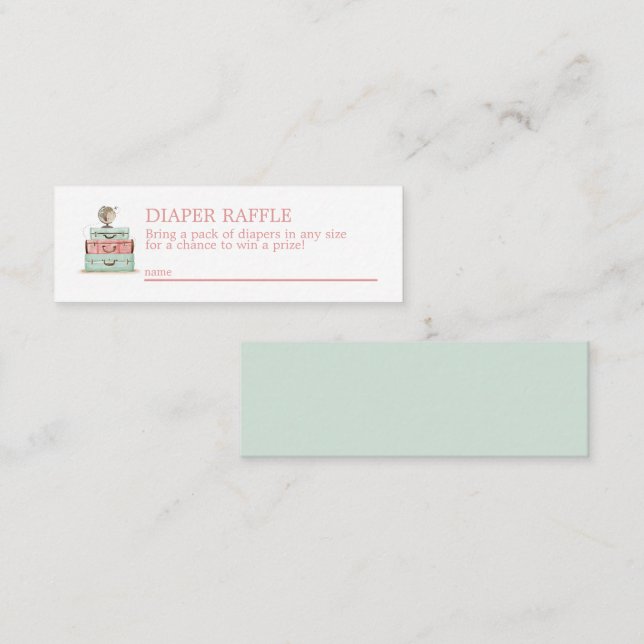 Diaper tema de viaje Raffle Mini Tarjeta de gabine (Anverso / Reverso)