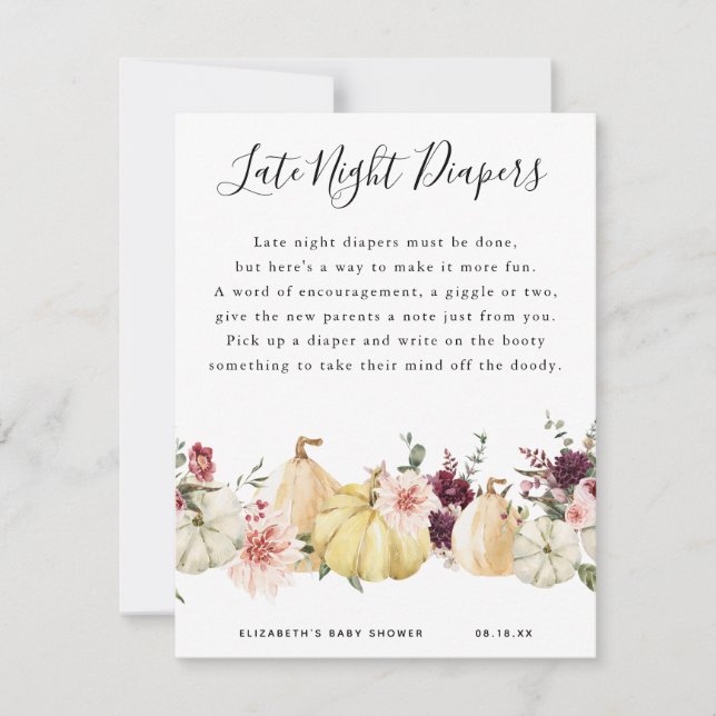 Diapers nocturnos | Juego Baby Shower (Anverso)