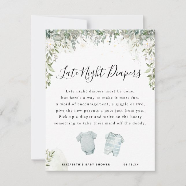 Diapers nocturnos | Juego Baby Shower (Anverso)