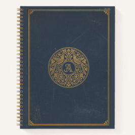 Diario Archivístico Vintage Dorado con Monograma y