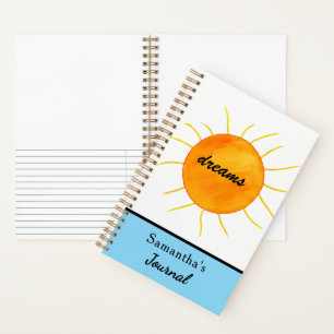 Diario Azul Nombre Sol Naranja Amarillo Sueños