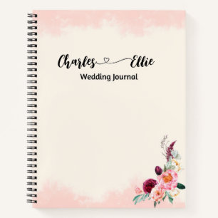 Diario boda floral elegante personalizado
