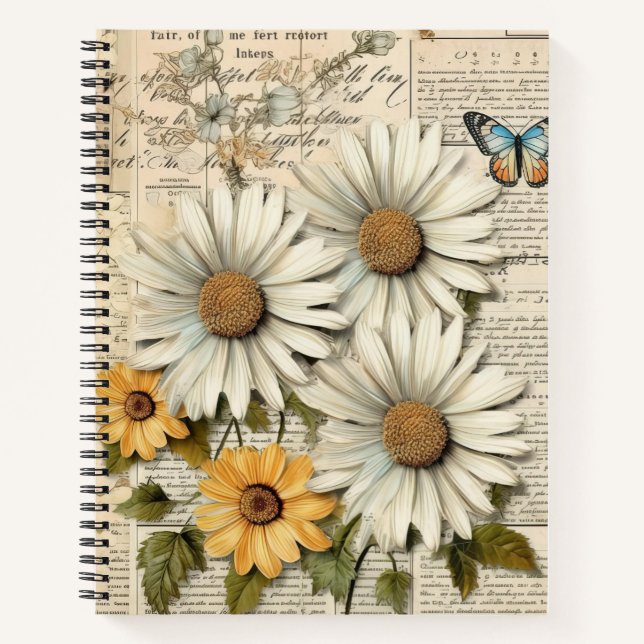 Diario Botánico Cottagecore Vintage Daisy (Anverso)