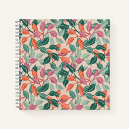 Diario Botánico Verde Coral Hoja Tropical Chic