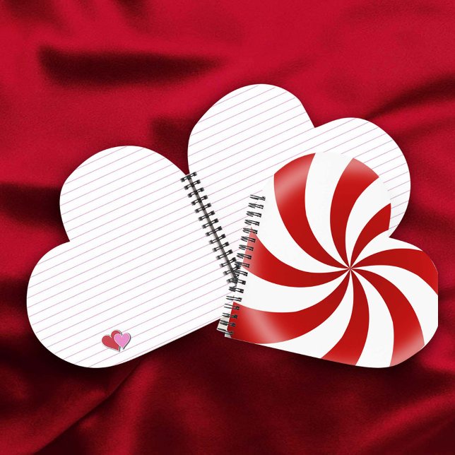 Diario Candy Heart de Peppermint (Peppermint candy journal is a fun gift. Choose with or without lines, choose spiral color too!)