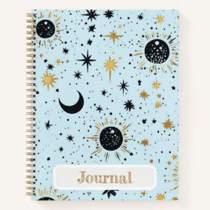 Diario Celestial Sol Luna Estrellas Negro, Azul y