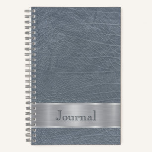 Diario con aspecto de cuero gris azul