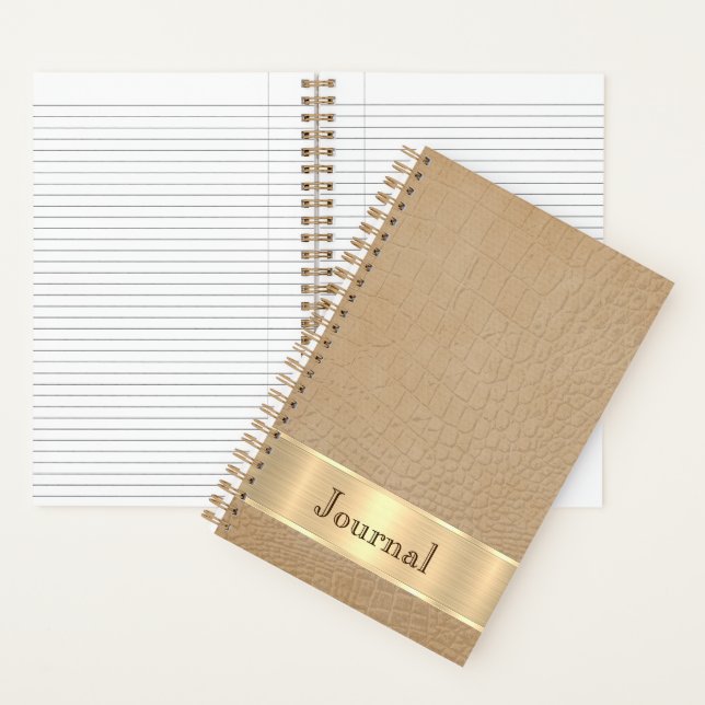 Diario con aspecto de cuero marrón (Interior)