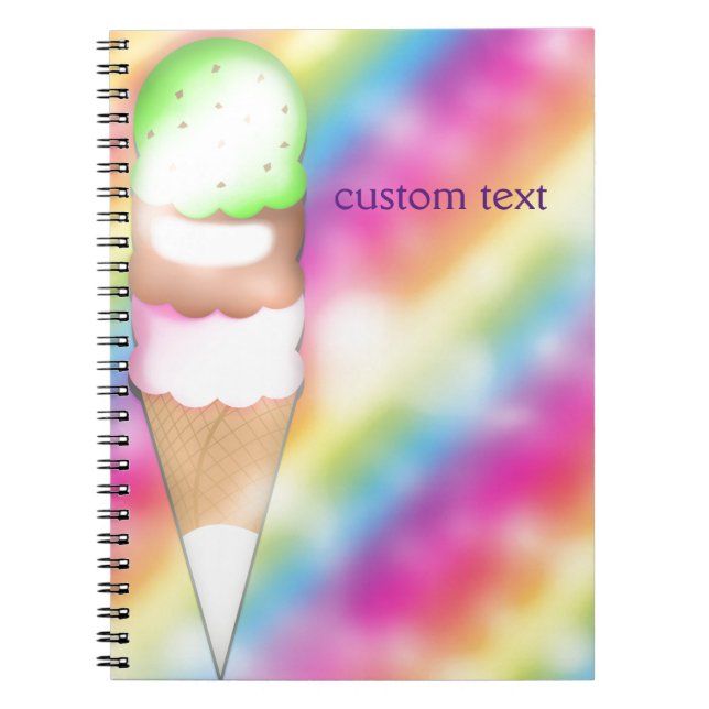 Diario Cuaderno de Cucharada de Helado de Arcoíris (Frente)