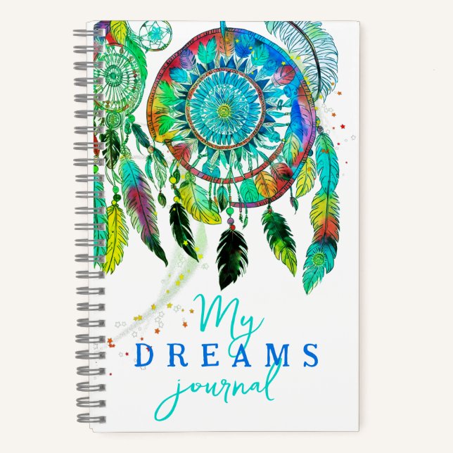 Diario de acuarela Boho Turquoise Dream Catcher (Anverso)