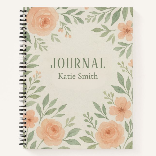 Diario de acuarela floral botánica personalizada (Anverso)