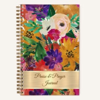 Diario de alabanza y oración floral colorido