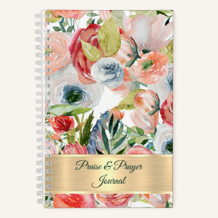 Diario de alabanza y oración floral rosa y naranja
